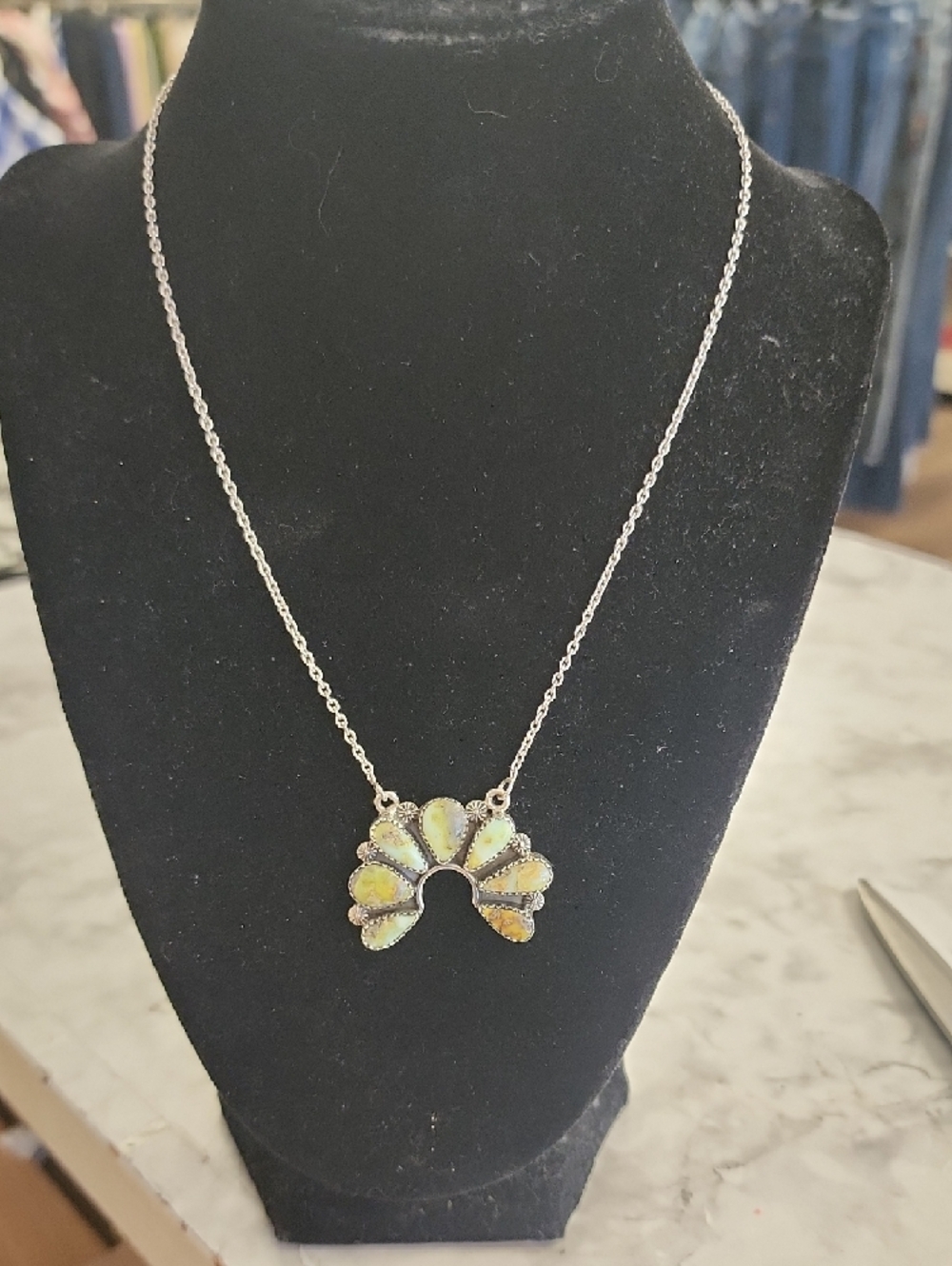 Sterling and Palomino Turquoise Necklace - Picture 3 of 4